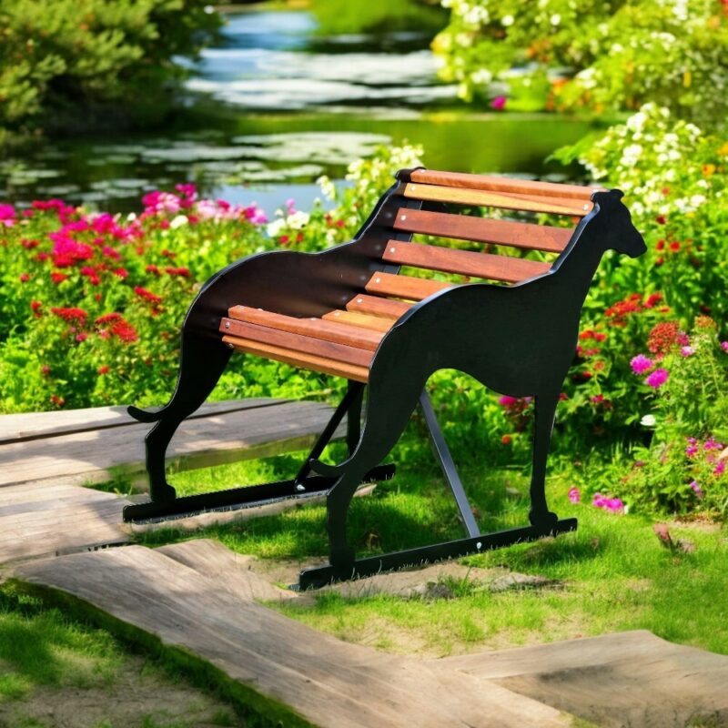 Greyhound themed garden bench