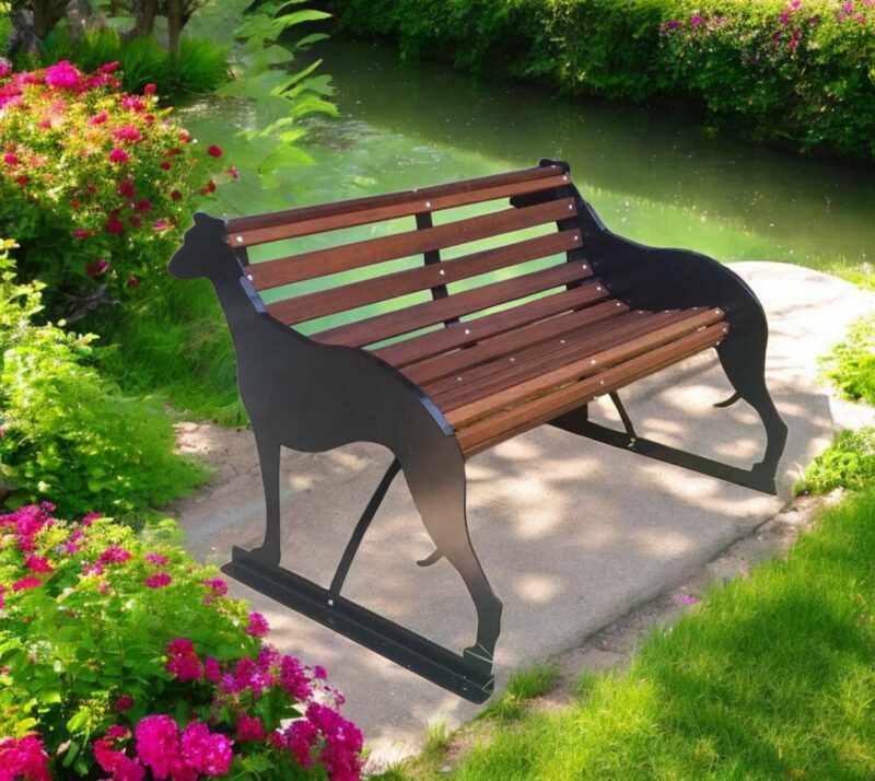 Greyhound themed garden bench