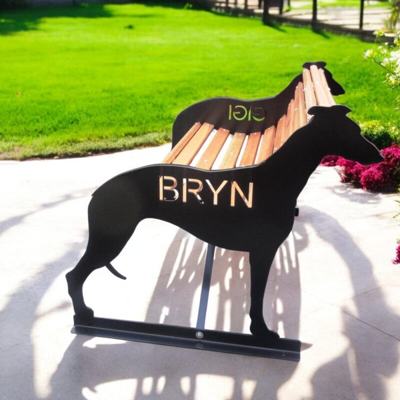 Greyhound themed garden bench