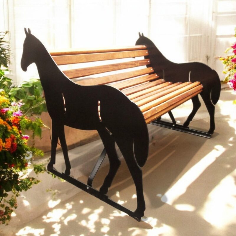 Horse Themed Garden Bench