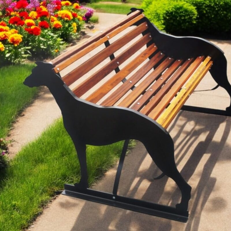 Greyhound themed garden bench