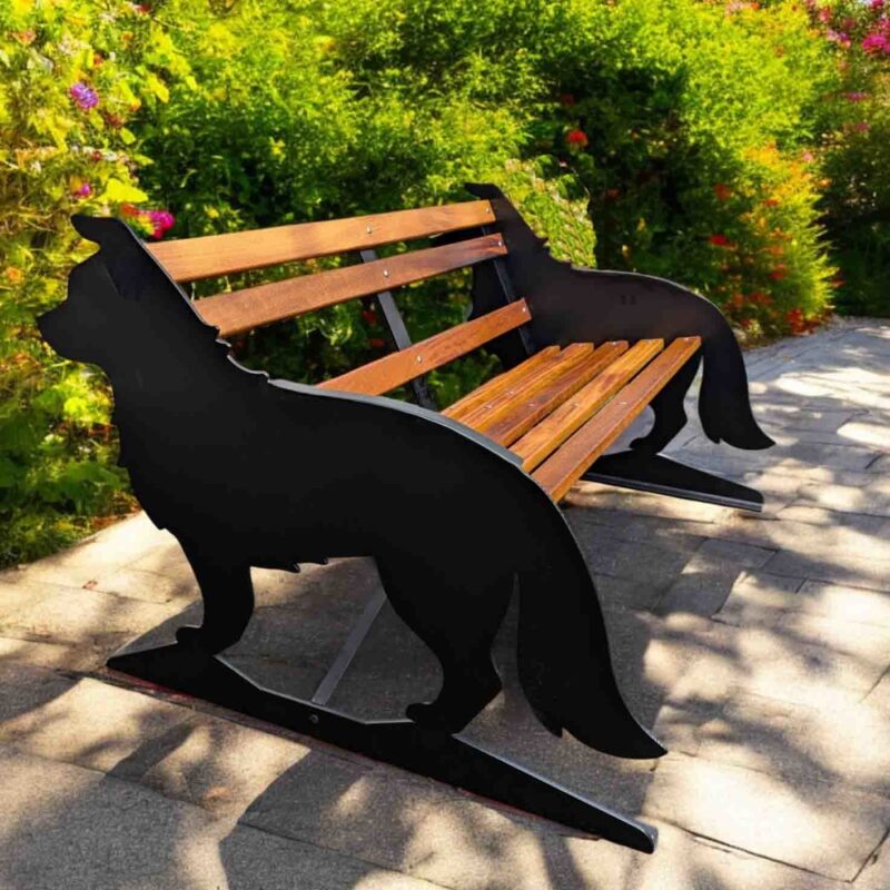 Border Collie Garden Bench