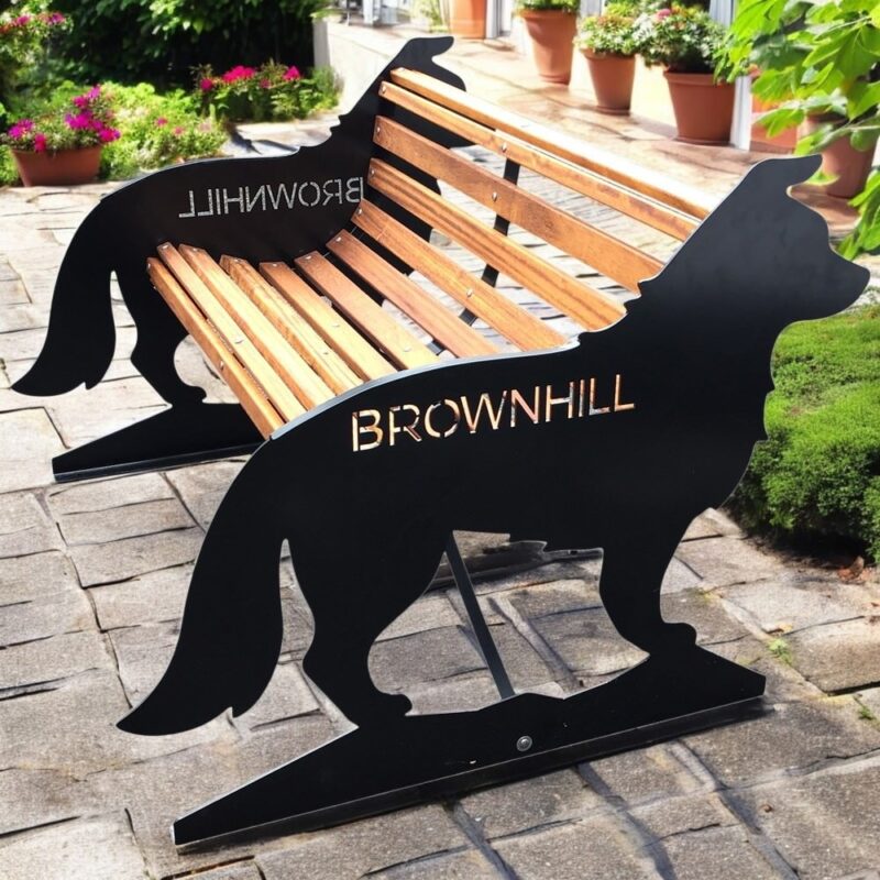 Border Collie Garden Bench
