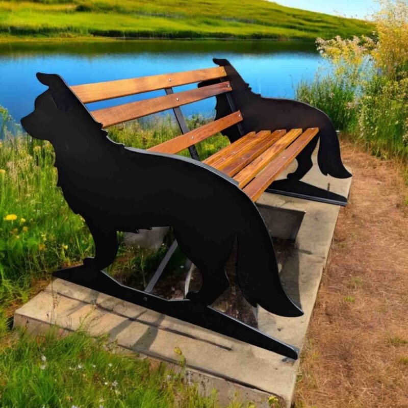 Border Collie Garden Bench